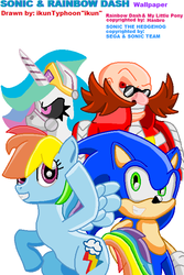 Size: 478x716 | Tagged: safe, artist:ikuntyphoon, princess celestia, rainbow dash, robot, g4, crossover, doctor eggman, male, sonic the hedgehog, sonic the hedgehog (series)