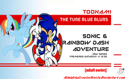 Size: 1114x701 | Tagged: safe, rainbow dash, pony, g4, crossover, male, simple background, sonic the hedgehog, sonic the hedgehog (series), toonami, vector, white background