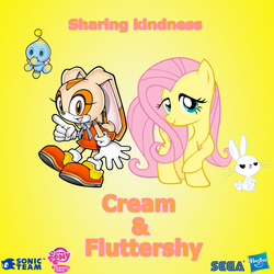 Size: 1584x1584 | Tagged: safe, angel bunny, fluttershy, chao, g4, cheese, copy and paste, cream the rabbit, crossover, hasbro, logo, my little pony: friendship is magic logo, sega, sonic team, sonic the hedgehog (series), vector