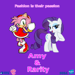 Size: 1872x1872 | Tagged: safe, rarity, g4, amy rose, copy and paste, crossover, hasbro, my little pony: friendship is magic logo, sega, sonic team, sonic the hedgehog (series), vector