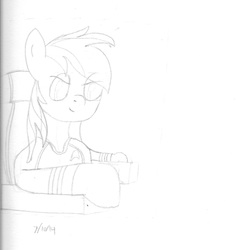 Size: 1363x1438 | Tagged: safe, artist:wynarity, rainbow dash, g4, blog, crossover, female, lens flare, monochrome, pencil drawing, science fiction, solo, star trek, traditional art, uss enterprise