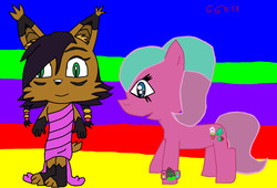 Size: 1373x936 | Tagged: safe, artist:girlygirlykitty58, sweetberry, g3, 1000 hours in ms paint, crossover, nicole, nicole the holo-lynx, sonic the hedgehog (series)