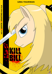 Size: 3508x4961 | Tagged: safe, artist:moonlight-pen, pony, beatrix kiddo, kill bill, ponified, poster, solo, uma thurman
