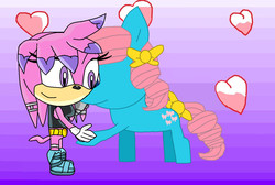 Size: 1194x804 | Tagged: safe, artist:girlygirlykitty58, artist:kaitemagicwinxygg, bow tie (g1), g1, 1000 hours in ms paint, crossover, julie-su, sonic the hedgehog (series)