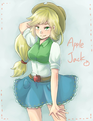 Size: 2363x3063 | Tagged: safe, artist:rukuru777, applejack, equestria girls, g4, female, high res, pixiv, solo