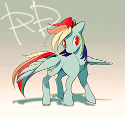 Size: 745x700 | Tagged: safe, artist:hacha, rainbow dash, g4, female, pixiv, solo