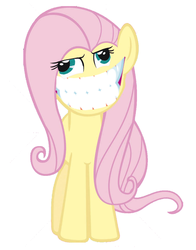 Size: 900x1150 | Tagged: safe, artist:paultorsynocobnik, fluttershy, g4, derp, female, grin, nightmare fuel, smiling, solo, wat