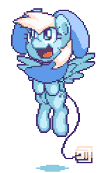 Size: 320x496 | Tagged: safe, artist:mrponiator, object pony, original species, pegasus, pony, animated, cord, cute, fan, female, flying, happy, mlpgdraws, open mouth, pixel art, plug, ponified, simple background, smiling, solo, transparent background