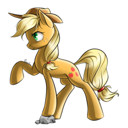 Size: 850x850 | Tagged: safe, artist:moenkin, applejack, g4, female, raised hoof, simple background, solo, transparent background