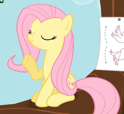 Size: 985x903 | Tagged: safe, screencap, fluttershy, daring don't, g4, female, sitting, solo