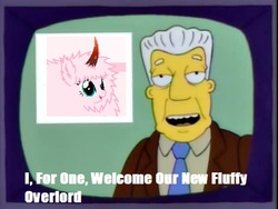 Size: 512x384 | Tagged: safe, edit, oc, oc only, oc:fluffle puff, colored horn, curved horn, fake horn, horn, kent brockman, meme, severed horn, sombra's horn, that was fast