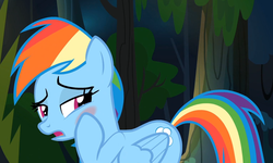 Size: 1541x923 | Tagged: safe, screencap, rainbow dash, pony, daring don't, g4, blushing, female, solo