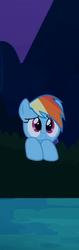 Size: 219x693 | Tagged: safe, screencap, rainbow dash, pegasus, pony, daring don't, g4, bush, cute, dashabetes, female, mare, scared, solo