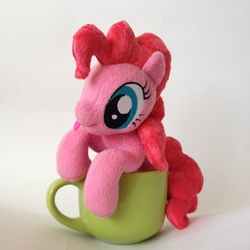 Size: 807x807 | Tagged: safe, artist:burgunzik, pinkie pie, earth pony, pony, g4, cup, cup of pony, irl, micro, mug of plush, photo, plushie, solo