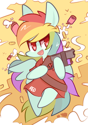 Size: 710x1010 | Tagged: safe, artist:php56, rainbow dash, g4, crossover, female, scout (tf2), soda popper, solo, team fortress 2