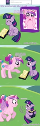 Size: 1000x3110 | Tagged: safe, artist:kuromi, princess cadance, twilight sparkle, alicorn, pony, unicorn, g4, ask, azumanga daioh, behaving like a cat, ears back, filly, floppy ears, teen princess cadance, tumblr, unicorn twilight, younger