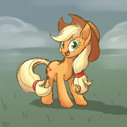 Size: 1000x1000 | Tagged: safe, artist:tehflah, applejack, g4, cute, female, jackabetes, looking at you, smiling, solo