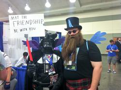 Size: 1024x764 | Tagged: safe, alicorn, human, bronycon, bronycon 2013, 2013, beard, convention, cosplay, crossover, darth vader, hat, irl, irl human, photo, sign, star wars, top hat