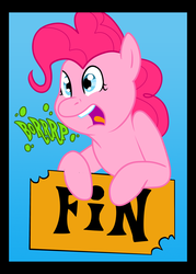 Size: 1100x1540 | Tagged: safe, artist:chubbyjam, pinkie pie, earth pony, pony, comic:too many pinkie snacks, g4, too many pinkie pies, burp, female, mare, solo, the end