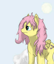 Size: 595x710 | Tagged: safe, artist:rainb0wdashie, fluttershy, g4, female, sad, solo