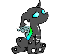 Size: 1350x1020 | Tagged: safe, artist:lithras-adoptables, changeling, cute, sad, solo