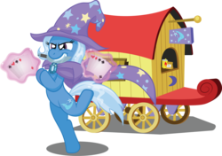 Size: 3246x2279 | Tagged: safe, artist:t-3000, trixie, pony, unicorn, g4, arrested development, bipedal, female, high res, horn, magic, mare, simple background, solo, transparent background, trixie's wagon, vector