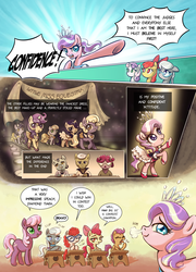 Size: 1536x2136 | Tagged: safe, artist:almaska, apple bloom, cheerilee, diamond tiara, scootaloo, silver spoon, sweetie belle, twist, comic:everfree filly, g4, comic, cutie mark crusaders, glasses