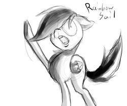 Size: 2964x2475 | Tagged: safe, artist:zthegetitguyz, oc, oc only, oc:rainbowsail, high res, monochrome, solo