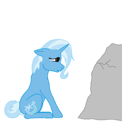 Size: 500x500 | Tagged: safe, artist:autumnbramble, trixie, pony, unicorn, g4, female, mare, rock, sad, solo