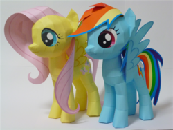 Size: 1080x810 | Tagged: safe, artist:robi, fluttershy, rainbow dash, g4, papercraft, pixiv