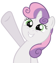 Size: 4310x4856 | Tagged: safe, artist:slb94, sweetie belle, pony, unicorn, g4, absurd resolution, cute, female, filly, pointing, simple background, solo, teeth, transparent background, vector