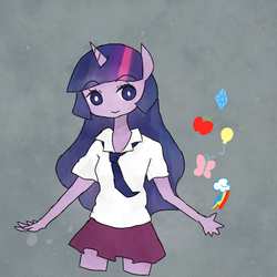 Size: 800x800 | Tagged: safe, artist:salome_0618, twilight sparkle, anthro, g4, ambiguous facial structure, female, pixiv, solo