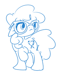 Size: 412x515 | Tagged: safe, artist:inlucidreverie, twist, earth pony, pony, g4, female, filly, glasses, mare, monochrome, sketch, solo