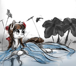 Size: 1500x1300 | Tagged: safe, artist:luciferamon, pony, chinese outfit, chinoiserie, clothes, dress, pixiv, ponified, solo, traditional art
