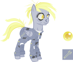 Size: 610x519 | Tagged: safe, artist:milekhippy, derpy hooves, ghoul, pegasus, pony, fallout equestria, g4, clothes, fallout, fallout 3, female, jumpsuit, moira brown, solo