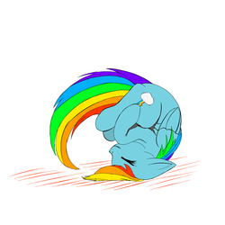 Size: 1024x1024 | Tagged: safe, artist:onlyagam3r, rainbow dash, g4, cute, eyes closed, female, rolling, smiling, solo, upside down