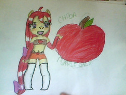 Size: 640x480 | Tagged: safe, artist:tayna1994, oc, oc only, apple, chibi, solo, traditional art