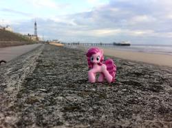 Size: 960x717 | Tagged: safe, pinkie pie, g4, blackpool, blackpool tower, blind bag, blurry, irl, photo, toy