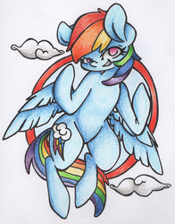 Size: 1024x1305 | Tagged: safe, artist:sk-ree, rainbow dash, g4, female, solo, traditional art