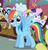 Size: 422x436 | Tagged: safe, screencap, chelsea porcelain, geri, mr. waddle, pearly stitch, rainbow dash, earth pony, pegasus, g4, my little pony: friendship is magic, the mysterious mare do well, balcony, dilated pupils, great moments in animation, hypnotoad, looking at you, nightmare fuel, sideways, special eyes, wat, wide eyes