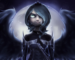 Size: 1134x907 | Tagged: safe, artist:e-kate98, princess luna, human, g4, dark, female, humanized, solo, younger