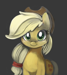 Size: 500x558 | Tagged: safe, artist:ende26, applejack, g4, cute, female, jackabetes, looking at you, simple background, smiling, solo