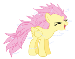 Size: 3800x3000 | Tagged: safe, artist:jordanb22, fluttershy, pegasus, pony, g4, dragon ball, electricity, female, flutteryay, folded wings, high res, mare, open mouth, simple background, solo, super saiyan, super saiyan 3, transparent background, vector, wings