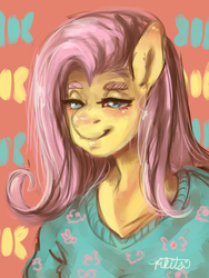 Size: 900x1200 | Tagged: safe, artist:pikitsi, fluttershy, anthro, g4, clothes, female, solo