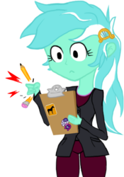 Size: 412x588 | Tagged: safe, artist:reyjjj, lyra heartstrings, horse, equestria girls, g4, equestria girls-ified, female, logo, my little pony logo, pencil, pencil snap, psychologist, shocked, sign, simple background, solo, transparent background