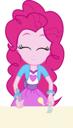 Size: 6197x10723 | Tagged: safe, artist:mit-boy, pinkie pie, equestria girls, g4, pinkie on the one, absurd resolution, cute, diapinkes, drumming, female, fork, happy, simple background, solo, spoon, table, transparent background, vector