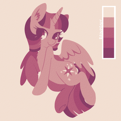 Size: 800x800 | Tagged: safe, artist:hawthornss, twilight sparkle, alicorn, pony, g4, chest fluff, cute, ear fluff, female, limited palette, looking at you, looking over shoulder, mare, shoulder, simple background, smiling, solo, sultry pose, twilight sparkle (alicorn)
