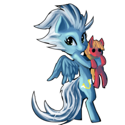 Size: 1280x1280 | Tagged: safe, artist:fauxsquared, big macintosh, fleetfoot, earth pony, pony, g4, bipedal, female, hug, looking at you, looking back, male, plushie, ship:fleetmac, shipping, simple background, smiling, solo, spread wings, straight, transparent background, vector