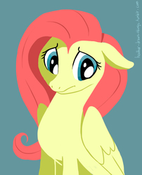 Size: 749x926 | Tagged: safe, artist:random-gal, fluttershy, g4, abstract, female, floppy ears, simple background, sitting, solo