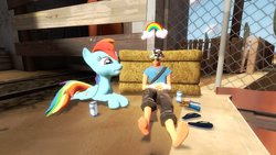 Size: 1191x670 | Tagged: safe, rainbow dash, g4, 3d, gmod, scout (tf2), team fortress 2, unusual hat